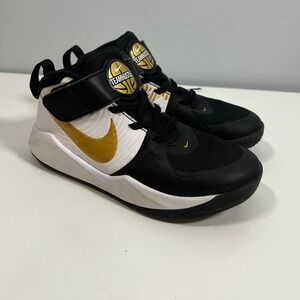 Nike Kids Team Hustle D9 Black Gold White Sporty Sneakers Little Boy Size 13
